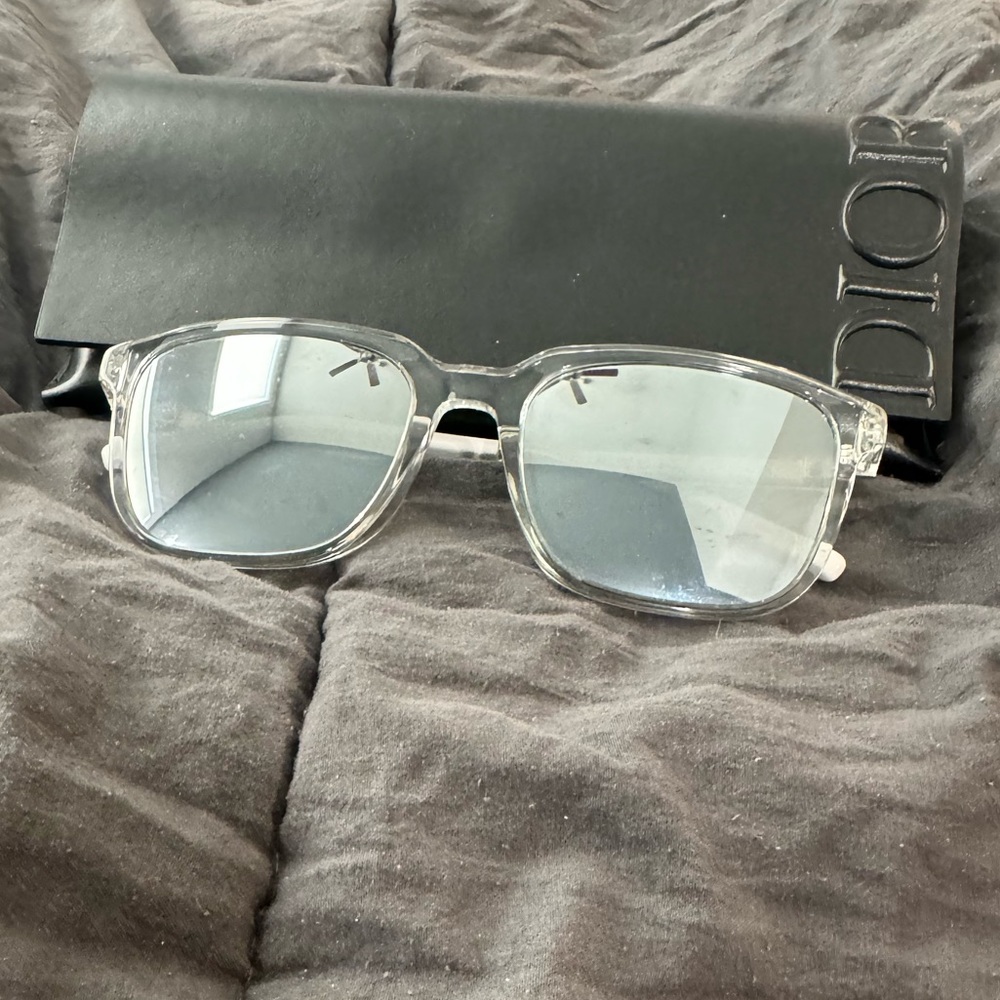 Dior Crystal Tone Rectangular Sunglasses 'Silver - image 2